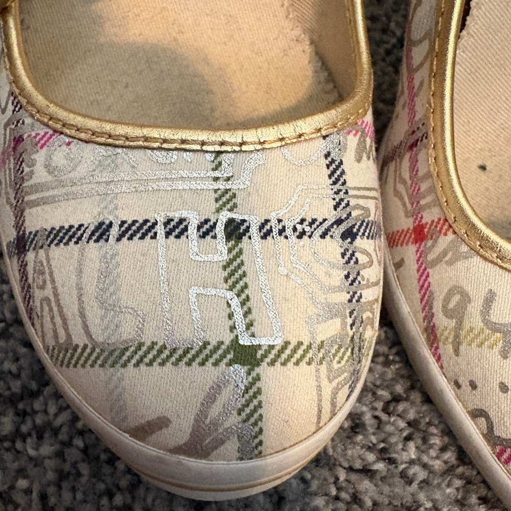 Coach Gold and Multicolor Sneaker Heels - Picture 2 of 9